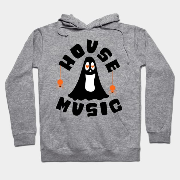 HOUSE MUSIC - Halloween Vibes (Black/Orange) Hoodie by DISCOTHREADZ 